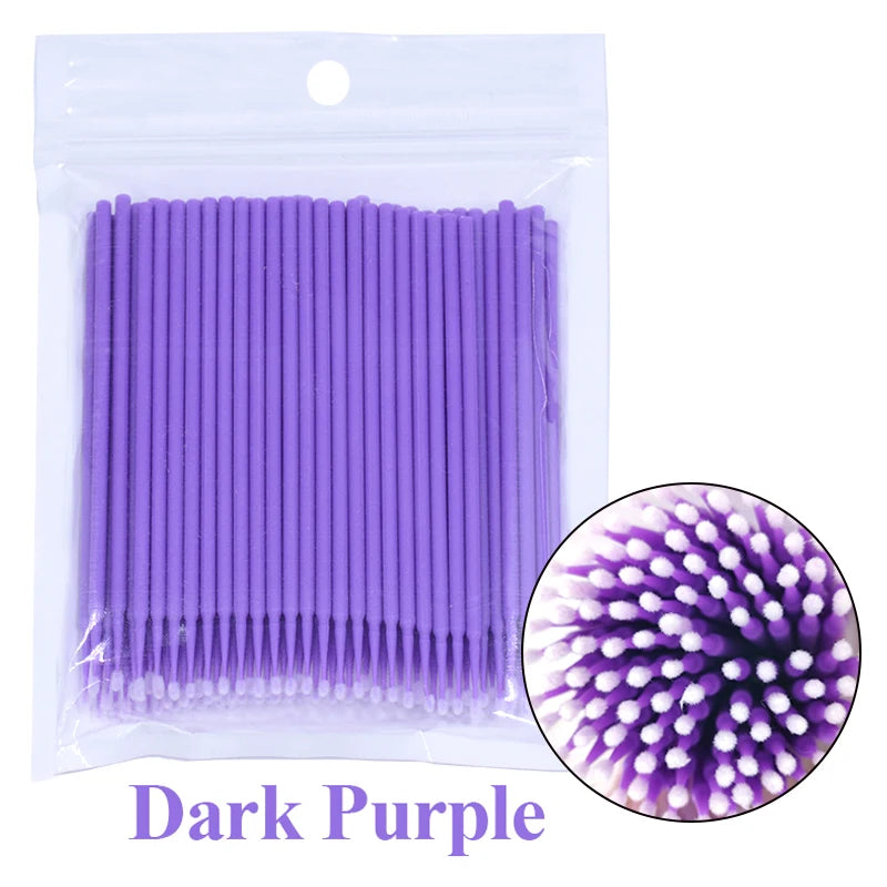 Pack 100 Microbrush para Limpieza de Extensiones de Pestañas