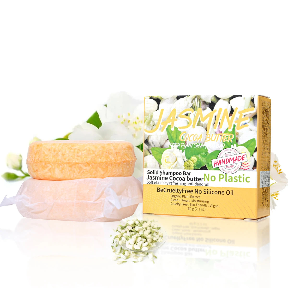 Shampoo sólido artesanal de jazmín | Control de grasa y frescura