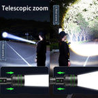 Linterna LED Táctica de Largo Alcance KENSUN KS008 | 1500m, Zoom, Recargable USB 80W