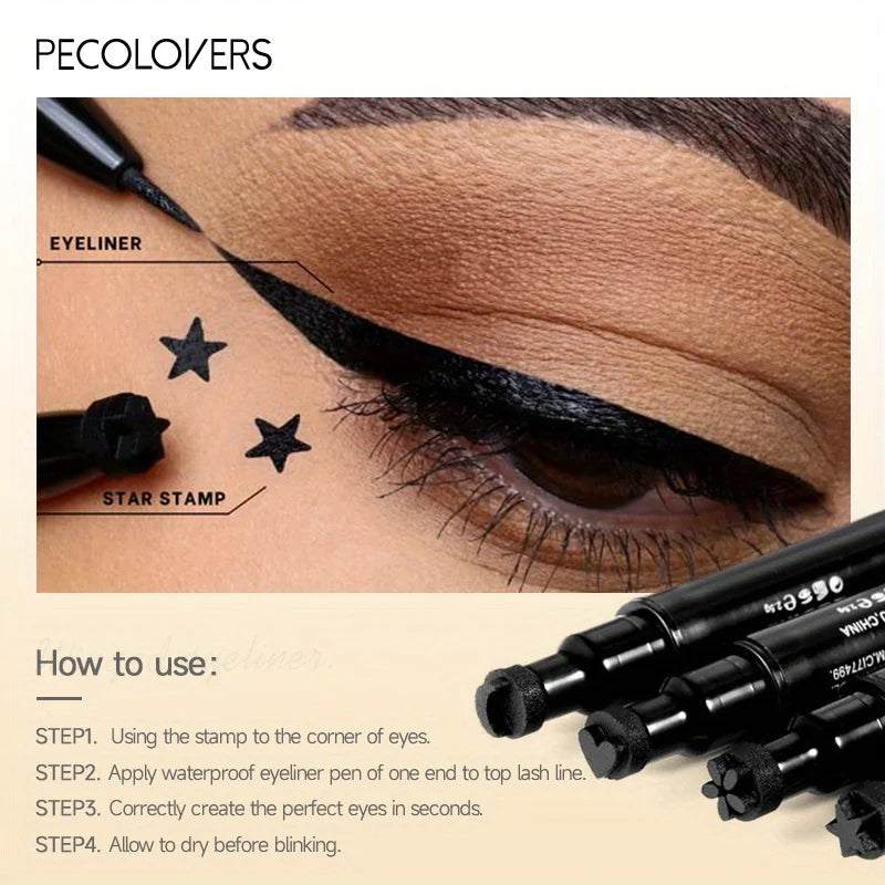 Delineador Plumón con Timbre Cat Eye Doble Punta a Prueba de Agua