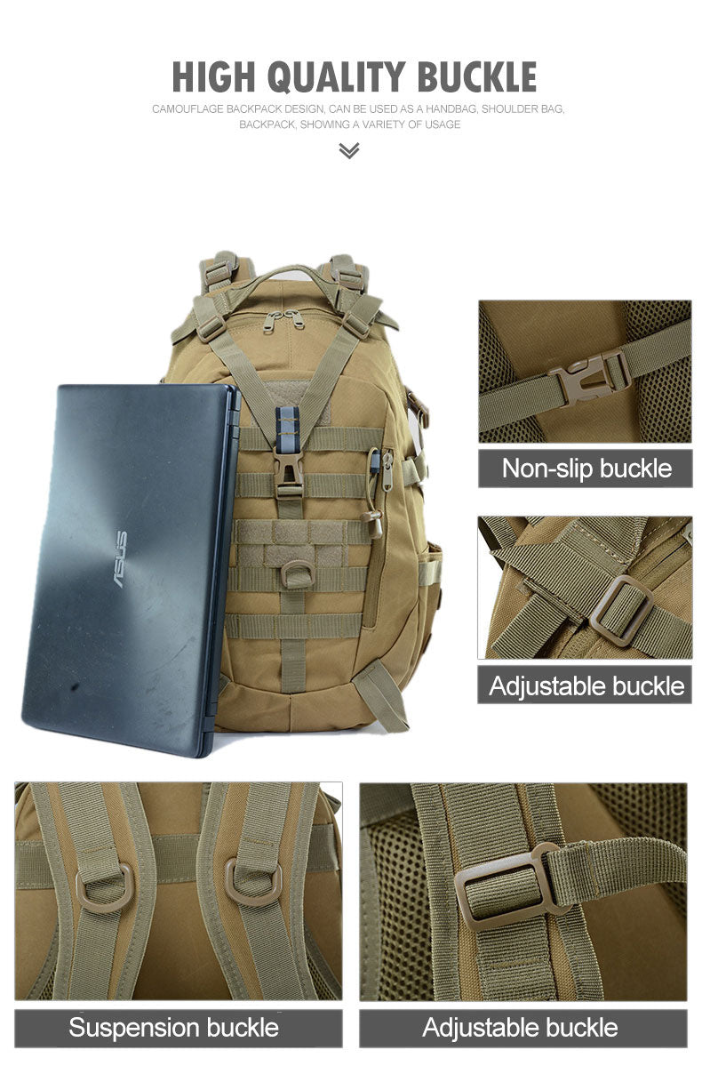 Mochila Táctica MOLLE Reflectante – Camping, Senderismo y Supervivencia